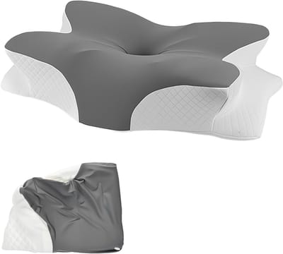 Zijdeachtige Hoofdkussenhoezen van Geheugenfoam, Orthopedische Kussenhoezen voor Neksteun, Grijs-Wit, Geschikt voor 63 x 38 x 14 cm