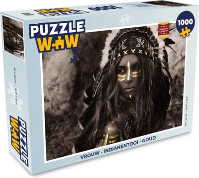 Puzzel Vrouw - Indianentooi - Goud - Legpuzzel - Puzzel 1000 stukjes volwassenen