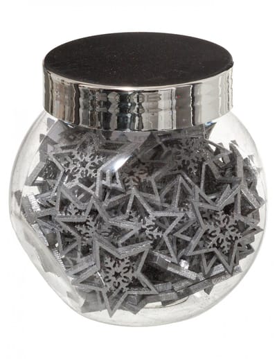 JJA - 100 kleine zilveren glitter houten sterdecoraties