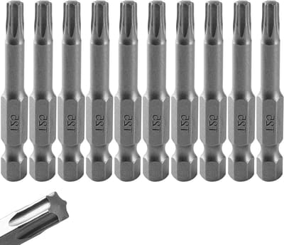 Set van 10 lange T25 Torx bits van 50mm met 1/4 inch hex shank, S2 staal, schroevendraaier accessoires voor precisiewerk