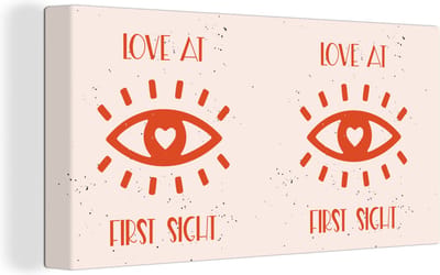 Canvas Schilderij Liefde - Quotes - Relatie - Love at first sight - Spreuken - 40x20 cm - Wanddecoratie