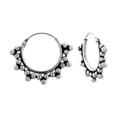 Bali hoops - zilveren oorringen - 925 zilver - met bolletjes