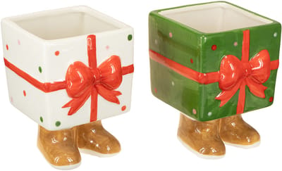 Keramische kerstdecoratie plantenbak cadeau-ontwerp met schattige voet