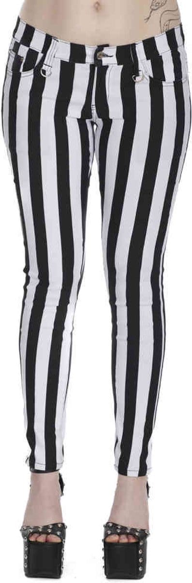 Banned - Forever Yours Striped Skinny fit broek - XL - Wit/Zwart