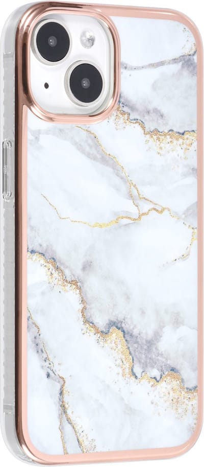 Multimedia & Accessoires Siliconen Marmer Harde Back Cover Case Hoesje geschikt voor Apple iPhone 15 – TPU – Harde Plastic – Wit