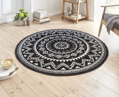 Flycarpets Rond Laagpolig Vloerkleed - Valencia - Zwart - 200x200 cm