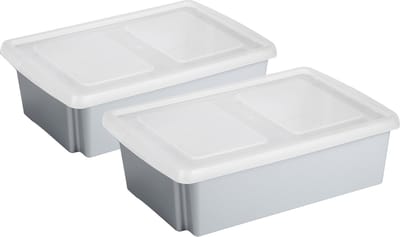 Sunware opslagboxen set - 2x stuks -30 liter - grijs - 59 x 39 x 17 cm - afsluitbare deksel