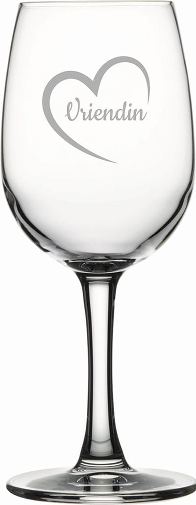 Gegraveerde witte wijnglas 26cl Vriendin met hartje
