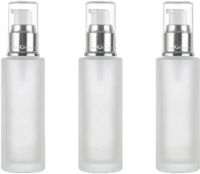 Dailygoods- Lotionfles Set van 3 - 60ml Frosted Glas - Herbruikbare Dispenser - Lekvrij - Ideaal voor Crème/Lotion/Olie - Duurzaam & Stijlvol - Dispenserfles
