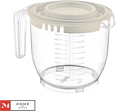 Maat en mixbeker met deksel 2200 ml - Mengkom met deksel - BPA-vrij materiaal - wit