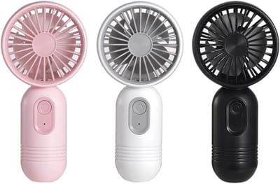 Draagbare mini-ventilatoren - Set van 3 - Handventilatoren voor persoonlijk gebruik - 3 windsnelheden - USB oplaadbaar - Werkt op batterijen - Wimperventilator - Zwart, wit, roze