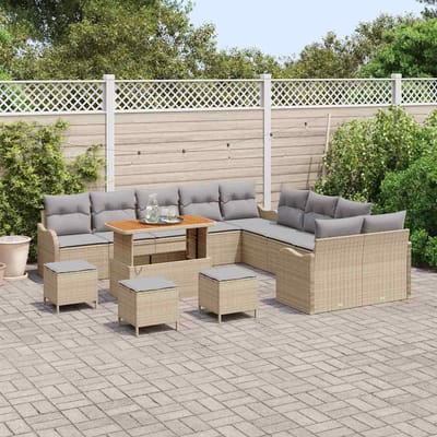vidaXL - Tuinbank - Set - 14 - st - 13-Aantal - zitplaatsen - Beige - en - Lichtgrijs
