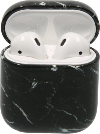 Airpods Marmer Case Cover - Beschermhoes - Zwart - Geschikt voor Apple Airpods