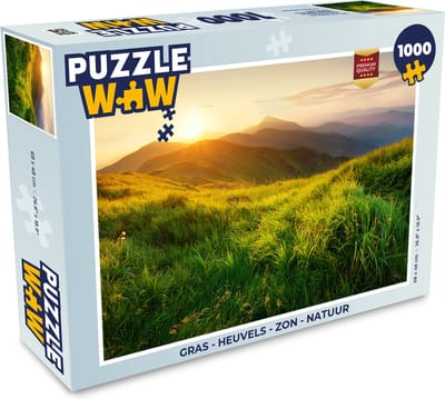 Puzzel Gras - Heuvels - Zon - Natuur - Landschap - Legpuzzel - Puzzel 1000 stukjes volwassenen