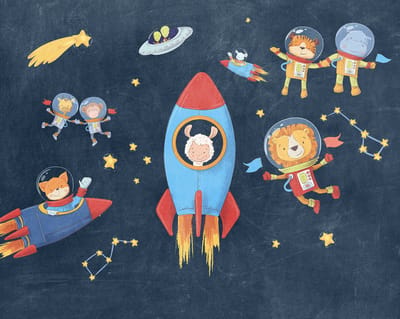 Fotobehang Friends In Space - Meerkleurig - 2,80m X 350cm