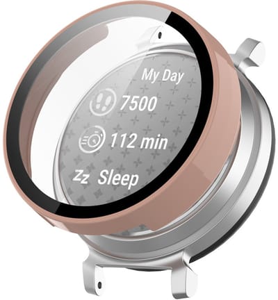 Watch case screenprotector - hoesje - gehard glas - geschikt voor Garmin Lily 2 - zachtroze