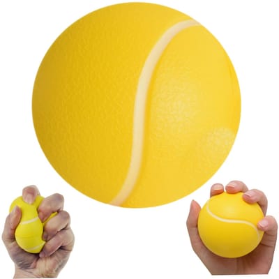 Gripbal – handtrainer - Voor handoefeningen & stressverlichting – Geschikt voor volwassenen en senioren om de grip te versterken – PU – Geel