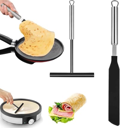 Pannenkoekenset 2-delig - Keukengerei set - Pannenkoeken maken - Roestvrij staal - Complete set - Meerkleurig