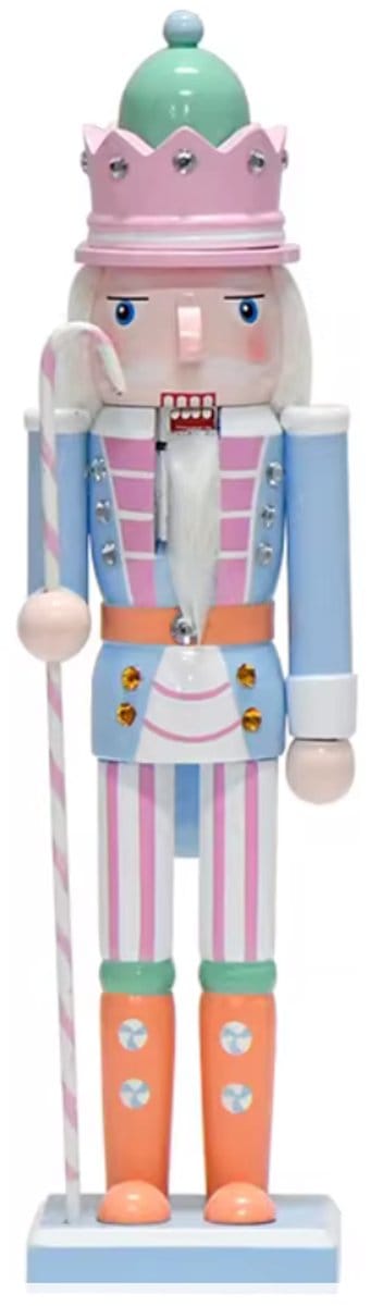 Kerstdecoratie Nutcracker / Notenkraker 30 cm Pastel roze - groen