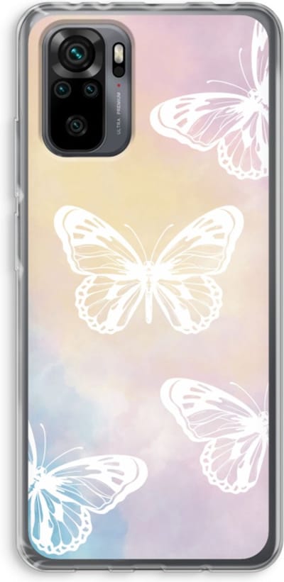 Case Company® - Hoesje geschikt voor Xiaomi Redmi Note 10 Pro hoesje - White butterfly - Soft Cover Telefoonhoesje - Bescherming aan alle Kanten en Schermrand