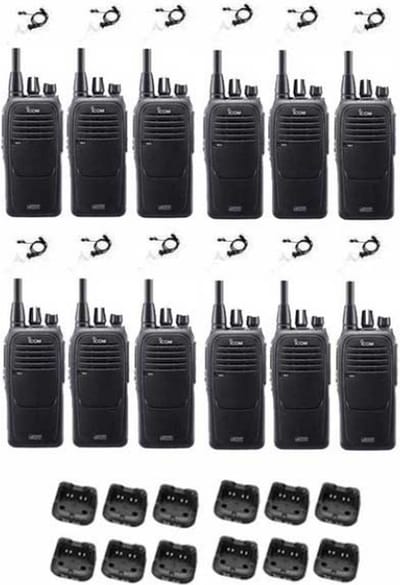 Set van 12 Icom IC-F29DR3 Digitaal portofoons met beveiliging headsets