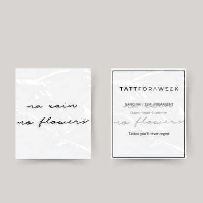 Tijdelijke tattoo no rain no flowers | Neptattoo volwassenen | Tijdelijke tattoo voor volwassenen | Temporary tattoo | Plaktattoos voor volwassenen | Neptattoos | Probeer zorgeloos een tattoo | tattforaweek