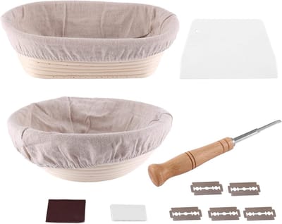 Bakvorm Set - Brood Manden - Brood Bakken - Inclusief Lame - 2 Maten - Natuurlijk
