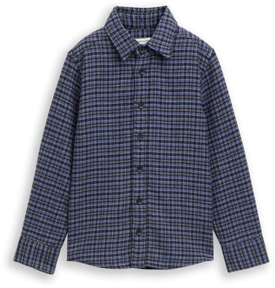 Tom Tailor - Regular fit overhemd met ruitjesmotief - Maat 92/98 - black purple mini check design