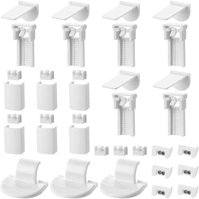 Dailygoods- Plisségordijnclips 36-delige set - Verstelbare Raambeugels - Antislip Grip - Herbruikbare Hardware - Veilig voor Kinderen/Huisdieren - 45 mm x 25 mm x 8 mm