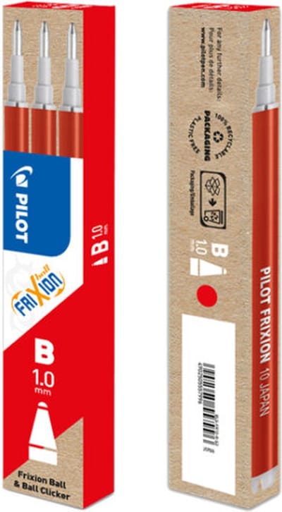Pilot balpenvulling FriXion Ball/Clicker, rood, etui van 3 stuks 12 stuks