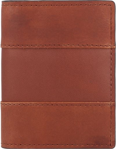 FOSSIL Leren Kaarthoes Everett Card Case Bifold Medium Brown Bruine