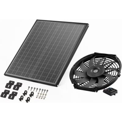 VEVOR Solarventilator, ventilatie, ventilator, Φ340x70 mm, zolderafzuigventilator met regelbare thermostaat, extern rooster, luchtstroomcapaciteit van 1300 CFM, voor zadeldak, dak, garage, werkplaats