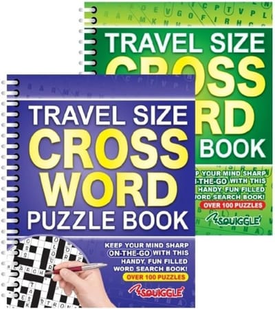 Sixstore Wiro A5 spiraalgebonden reisformaat kruiswoordraadselboek 1 kleur willekeurig verzenden, woordspelletjes, puzzelboek voor volwassenen, logische spellen, mentale oefeningen, compact puzzelboek
