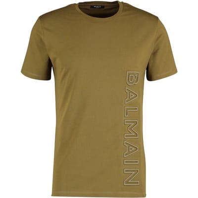 Balmain merk reliëflogo kakigroen T-shirt