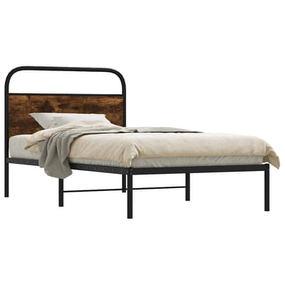 vidaXL - Bedframe - zonder - matras - bewerkt - hout - gerookt - eiken - 107x203 - cm