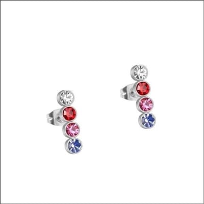 Aramat Jewels | Oorbellen | Stalen Oorbellen Bar - Zirkonia Oorbellen | multikleur-16x4mm | |4mm | Staal | Kinderen, Volwassenen | Verkleurd niet