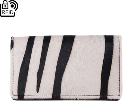 Lederen Dames Portemonnee RFID Donkerbruin Leer Met Dierenprint – Dames Portemonnee Leer Met Vacht