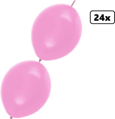 24x Doorknoop ballon lichtroze 25cm – Link Ballon - festival themafeest geboorte party