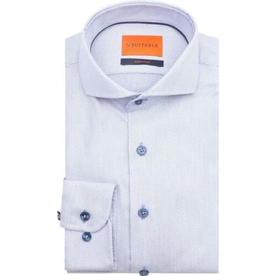 Suitable Overhemd Jacquard Luxe Blauw - Maat 38 - Heren - Casual Shirt