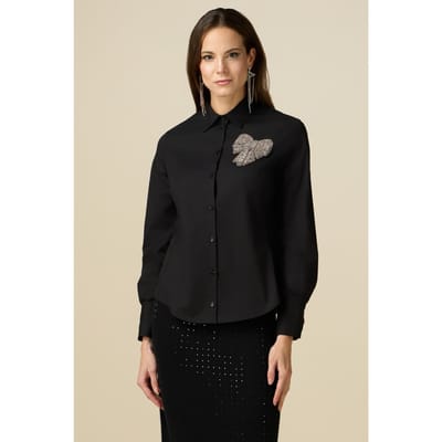 Oltre Shirt With Jewel Embroidery Black Size: 44 | Button-Down Shirts Outlet | Dames | Zwart