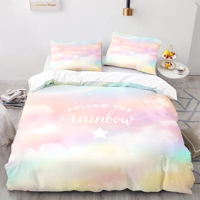 Kleurrijk Regenboog Beddengoed Set Enkel Twin Volledig Queen King Maat Regenboog Bed Set 3D Anime 150x200cm 3pcs