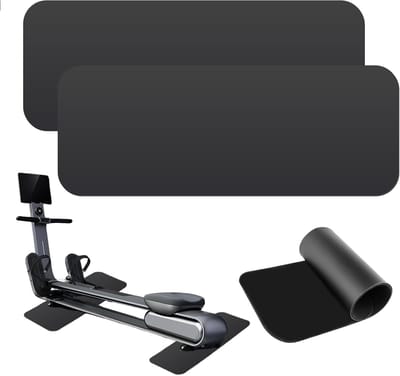 Beschermmat voor Vloer, Set van 2, Geschikt voor Fitnessapparatuur, 6 mm Dikte, Ideaal voor Loopband en Fietstrainer, 80 x 25 x 0.5 cm, Zwart