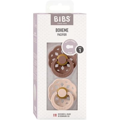 BiBS - Boheme Pacifier - Maat 1 - Fopspeen - 2 stuks - Woodchuck / Blush