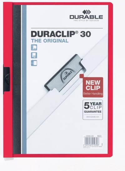 Documenthouder Durable Duraclip 30 Rood Transparant A4 25 Onderdelen