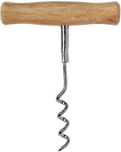 Metalen kurkentrekker met houten handvat