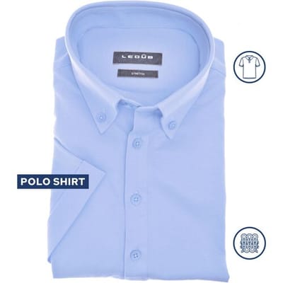 Ledûb Polo Breezy Buttoned Basic Midden Blauw / male