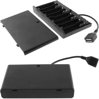 Allecto - Batterijhouder - 12V 8 Slots - Inclusief USB Kabel - Aan/Uit Schakelaar - Geschikt voor AA Batterijen - Perfect voor Thuisgebruik