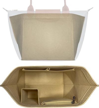 Famanu – Handtas organizer voor shopper - binnenorganizer met meerdere vakken - beige - duurzaam vilt - houdt persoonlijke spullen overzichtelijk en veilig opgeborgen