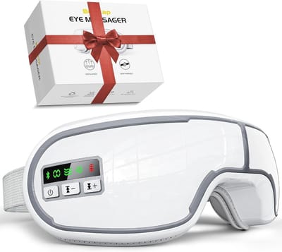 Oogmassageapparaat voor migraine en oogbelasting met warmte, compressie en muziek – perfect voor ontspanning en slaapverbetering