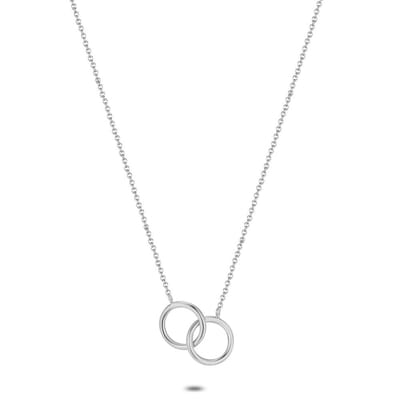 Twice As Nice Halsketting in zilver, 2 cirkels 40cm+5cm